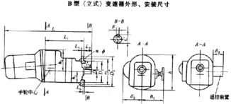 B型立式變速機的外形特點及尺寸分析